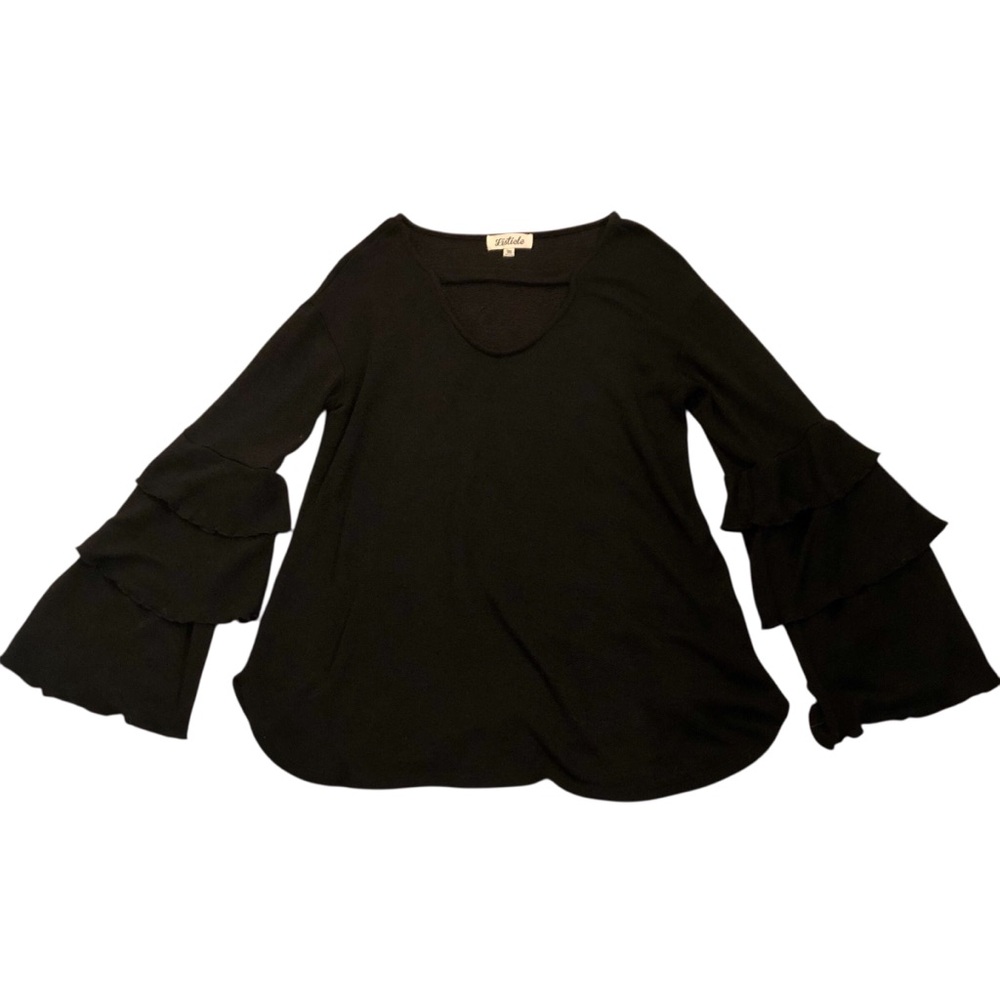 Whimsigoth Black Knit Bell Sleeve Top Size M